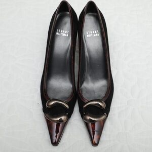 Stuart Weitzman Black Pumps with Brown Tortoiseshell Pointed Toe